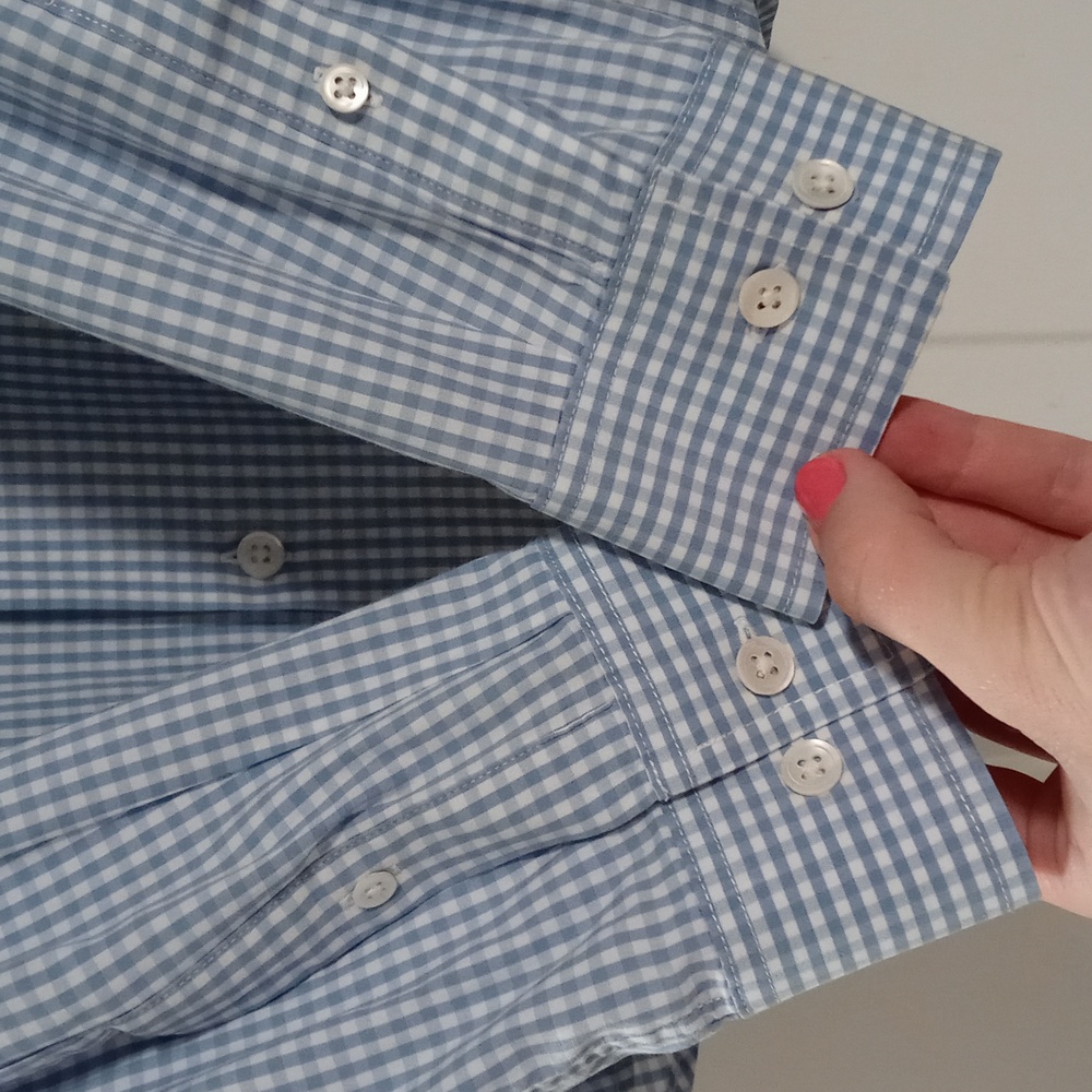 💙Theory💙 - Men's Blue/White Gingham Sylvain Amicable L/S Button Down - Picture 4 of 9